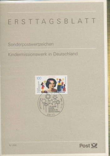 Bund Jahrgang 1996 Ersttagsblätter ETB komplett (XL9696)