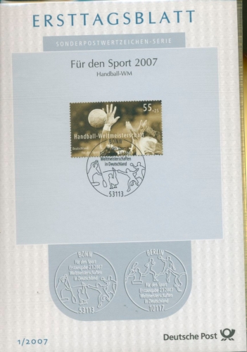 Bund Jahrgang 2007 Ersttagsblätter ETB komplett (XL9707)