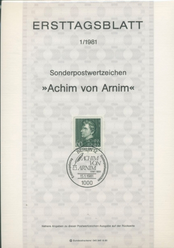 Berlin Jahrgang 1981 Ersttagsblätter ETB komplett (XL9731)