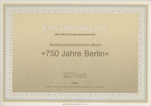 Berlin Jahrgang 1987 Ersttagsblätter ETB komplett (XL9737)