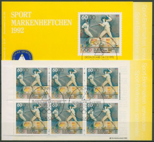 Bund Deutsche Sporthilfe 1992 Markenheftchen SMH 16 (1592) gestempelt (C99044)