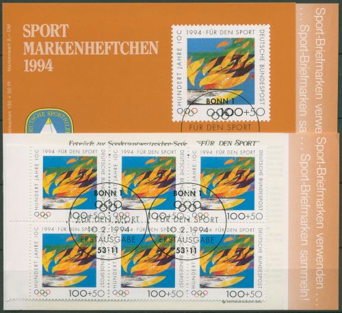 Bund Deutsche Sporthilfe 1994 Markenheftchen SMH 21 (1719) gestempelt (C99055)