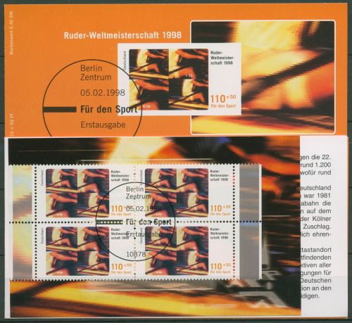 Bund Deutsche Sporthilfe 1998 Markenheftchen SMH 28 (1969) gestempelt (C99068)