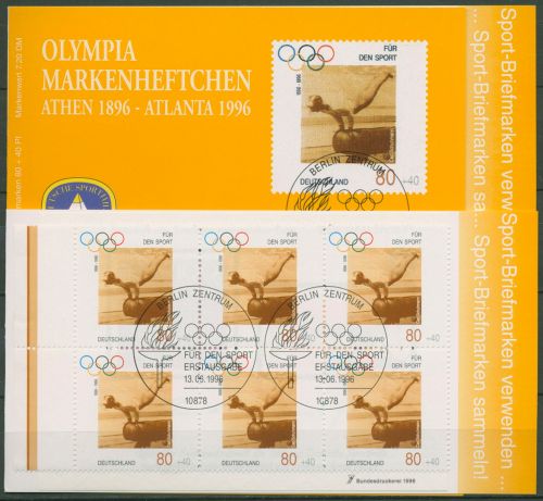 Bund Sporthilfe 1996 Markenheftchen Olympia OMH 4 (1861) gestempelt (C99098)