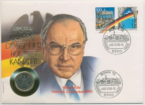 Bund 1990 Helmut Kohl Numisbrief 1 DM (N591)