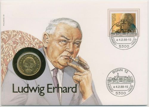 Bund 1987 Dr. Ludwig Erhard Numisbrief mit 2 DM (N592)