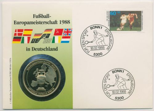 Bund 1988 Sporthilfe Fußball-EM´88 Numisbrief mit Medaille (N605)