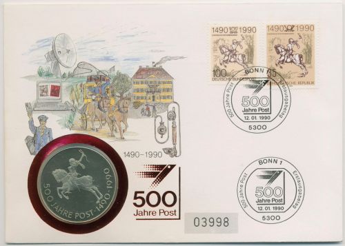 Bund 1990 500 Jahre Post Numisbrief mit Medaille (N613)