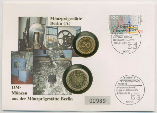 Bund 1991 Münzprägestätte Berlin A Numisbrief 50 Pfennige, 1 DM (N615)
