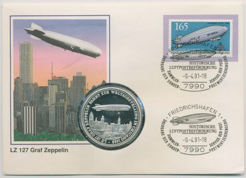 Bund 1991 Ferdinand Graf von Zeppelin Numisbrief mit Medaille (N618)