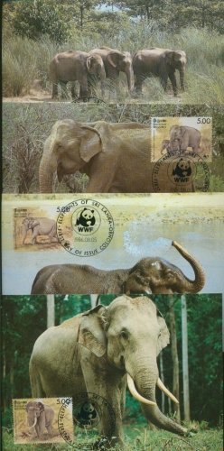 Sri Lanka 1986 WWF Ceylon-Elefant 753/56 Maximumkarten (X9765)