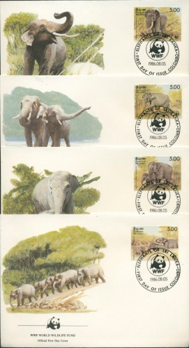 Sri Lanka 1986 WWF Ceylon-Elefant Ersttagsbriefe 753/56 FDC (X9766)