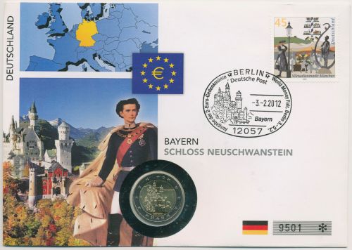 Bund 2012 Schloss Neuschwanstein Numisbrief 2 Euro Bayern (N650)