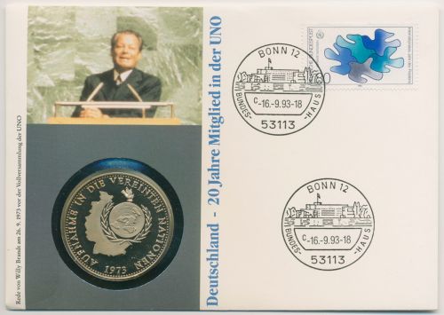 Bund 1993 Vereinte Nationen UNO Numisbrief mit Medaille (N655)