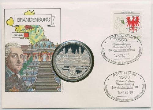 Bund 1992 Bundesland Brandenburg Numisbrief mit Medaille (N666)