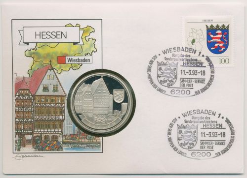 Bund 1993 Bundesland Hessen Numisbrief mit Medaille (N672)