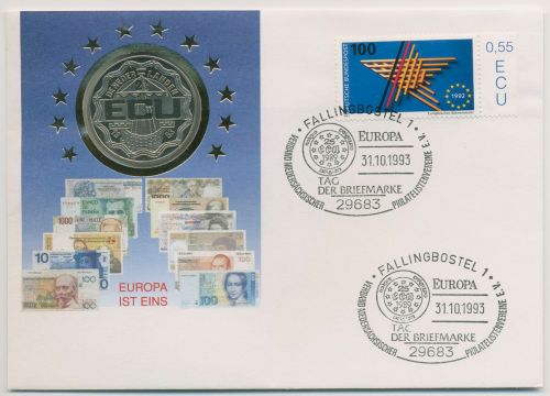Bund 1993 Europäischer Binnenmarkt Numisbrief mit 2 1/2 ECU Niederlande (N681)