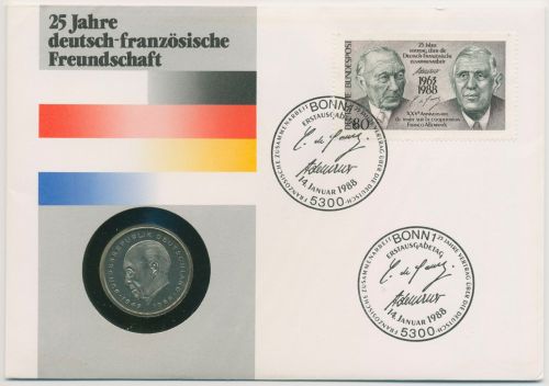 Bund 1988 Deutsch- Franz.Freundschaft Numisbrief 2 DM (N702)