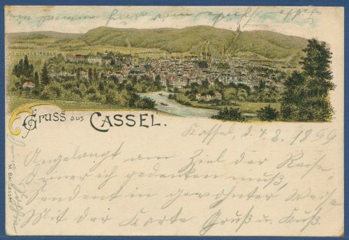 Gruss aus Kassel Gesamtansicht, gelaufen 1899 (AK4021)