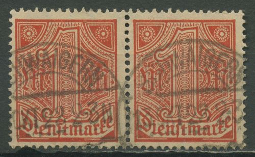 Dt. Reich Dienst 1920 ohne Ablösungsziffer D 30 waagerechtes Paar gestempelt