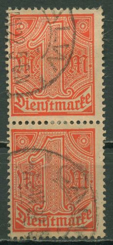 Dt. Reich Dienst 1920 ohne Ablösungsziffer D 30 senkrechtes Paar gestempelt