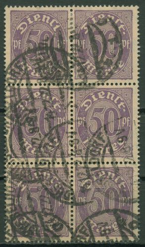 Dt. Reich Dienst 1920 ohne Ablösungsziffer D 29 6er-Block gestempelt