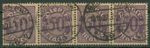 Dt. Reich Dienst 1920 ohne Ablösungsziffer D 29 4er-Streifen gestempelt