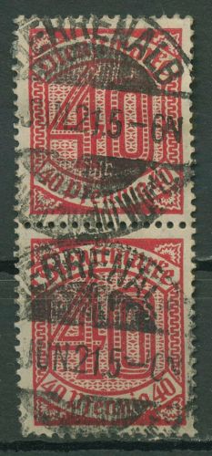 Dt. Reich Dienst 1920 ohne Ablösungsziffer D 28 senkrechtes Paar gestempelt