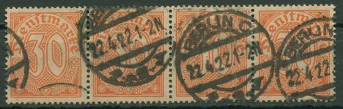 Dt. Reich Dienst 1920 ohne Ablösungsziffer D 27 4er-Streifen gestempelt