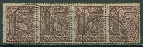 Dt. Reich Dienst 1920 ohne Ablösungsziffer D 25 4er-Streifen gestempelt