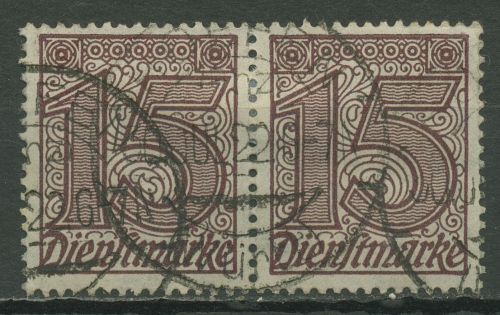 Dt. Reich Dienst 1920 ohne Ablösungsziffer D 25 waagerechtes Paar gestempelt