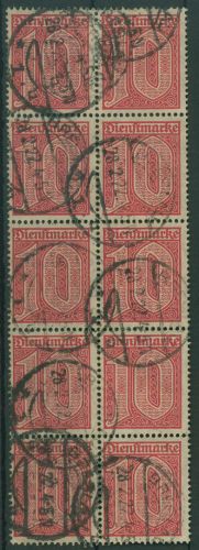 Dt. Reich Dienst 1920 ohne Ablösungsziffer D 24 10er-Block gestempelt (R19724)