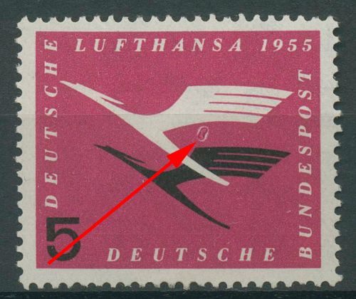 Bund 1955 Deutsche Lufthansa 205 Vb Putzenfleck im Markenbild postfrisch