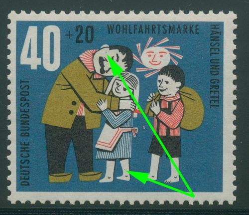 Bund 1961 Märchen der Brüder Grimm mit Plattenfehler 372 III postfrisch
