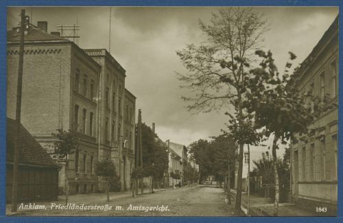 Anklam Friedländerstraße mit Amtsgericht, ungebraucht (AK4142)