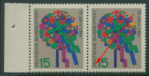 Bund 1965 75 Jahre Tag der Arbeit mit Plattenfehler 475 f 12 postfrisch