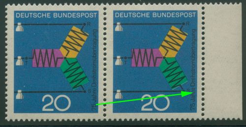 Bund 1966 Drehstromleitung mit Plattenfehler 521 f 40 postfrisch