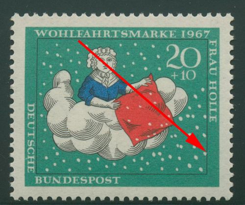Bund 1967 Wohlfahrt mit Plattenfehler 539 f 39 postfrisch