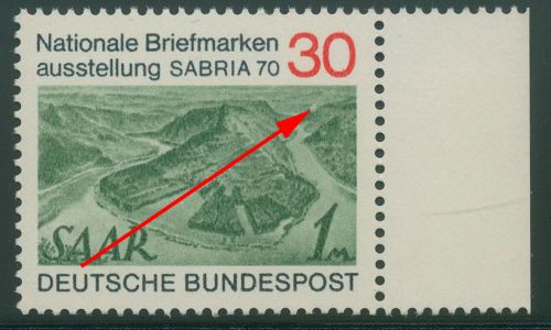 Bund 1970 SABRIA 1970 mit Plattenfehler 619 f 25 postfrisch