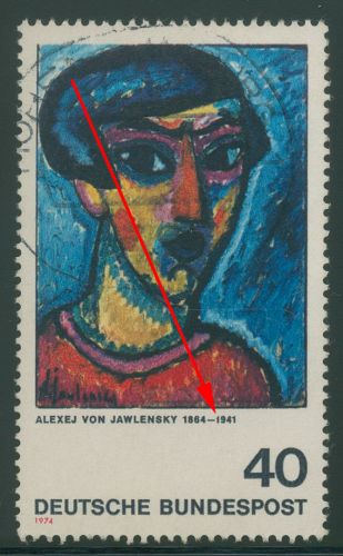 Bund 1974 Gemälde Jawlensky mit Plattenfehler 799 f 4 gestempelt