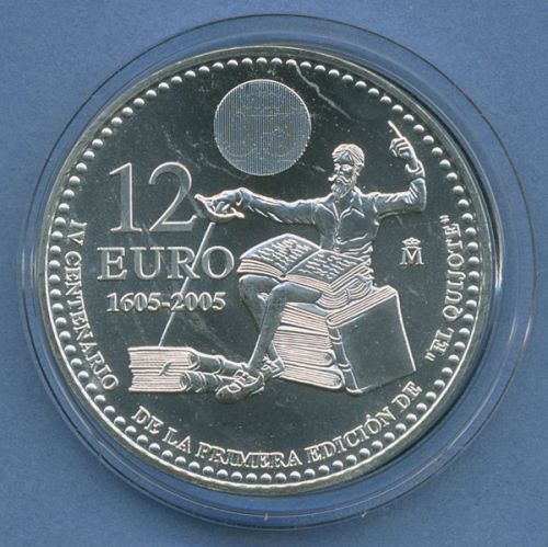 Spanien 12 Euro 2005 Don Quichotte, Silber, KM 1067 vz/st in Kapsel (m4358)