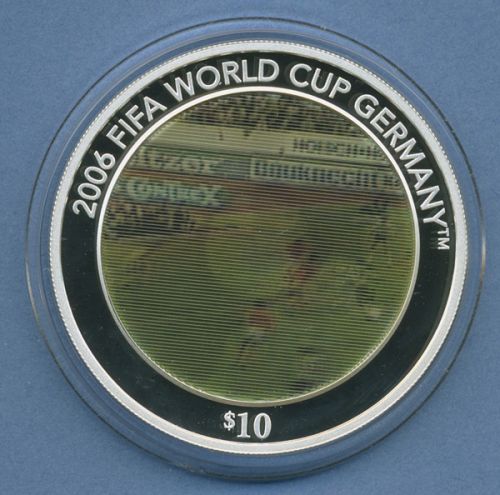 Salomonen 10 Dollar 2005 Fußball-WM, Silber, farbig, KM 140 PP in Kapsel (m4384)