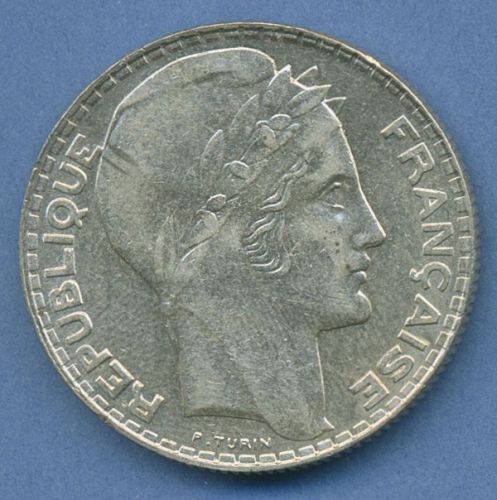 Frankreich 10 Franc 1939, Silber, Marianne KM 878, ss+ (m4442)
