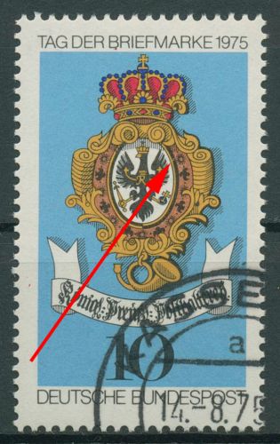 Bund 1975 Tag der Briefmarke mit Plattenfehler 866 f 1 gestempelt