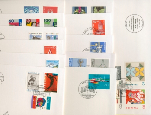 Schweiz 1993 Ersttagsbriefe Jahrgang 1993 FDC komplett (F9848)