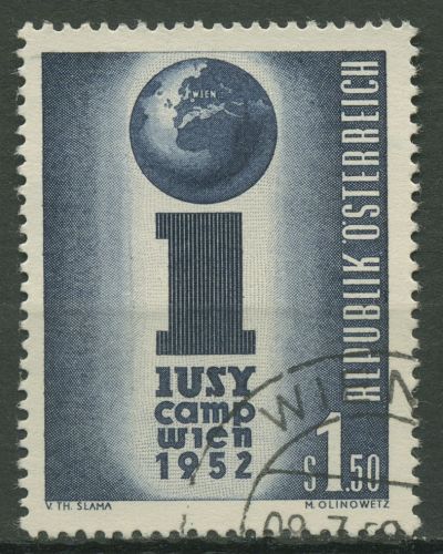 Österreich 1952 Großlager der int. Union der soz. Jugend 974 gestempelt