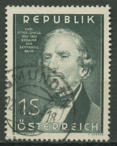 Österreich 1952 150. Geburtstag von Karl Ritter von Ghega 971 gestempelt