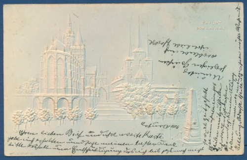 Erfurt Prägedruckkarte Dom und St. Severin gelaufen 1906 (AK18)