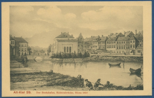 Kiel Bootshafen Börse Holstenbrücke um 1850 Serie Alt-Kiel 29 ungebraucht (AK55)