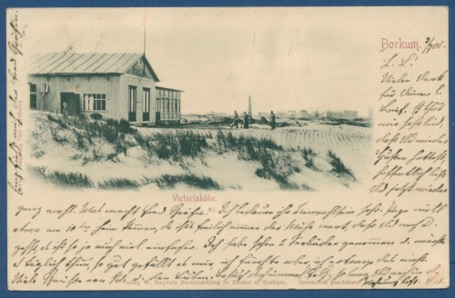 Insel Borkum Victoriahöhe Dünen gelaufen 1901 (AK42)